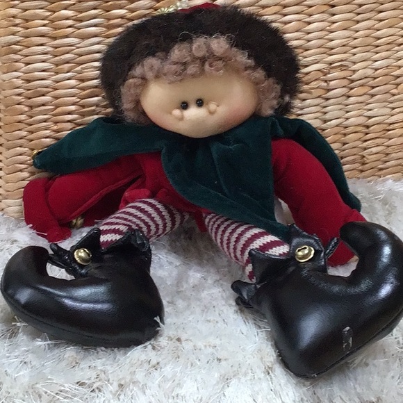 Vintage Soft Sculpture Velvet Knit Stocking Faux Fur Bendable Legs Girl … - Picture 7 of 12